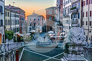 View at sunset of Piazza del Plebiscito in Ancona