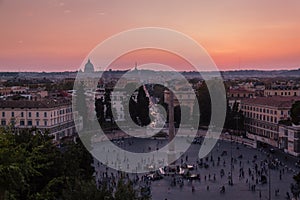 View of sunset in Rome