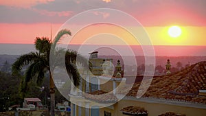 View of sunset on the roof. Trinidad, Cuba