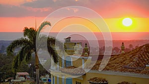 View of sunset on the roof. Trinidad, Cuba