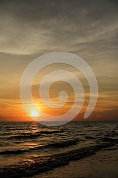 The view of sunset at the sea