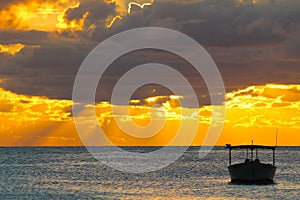 View of sunset in a tropical island in Fiji