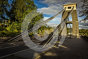 A view of the supports of the Clifton suspension bridge over the River Avon
