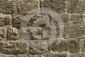 Surface of the stone wall of the masonry of Jerusalem stones