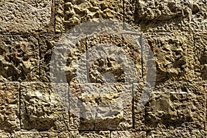 Surface of the stone wall of the masonry of Jerusalem stones