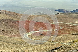 A view of Surprise Canyon Valley Road from Father Crowley Vista Point in Death Valley National Park, California, USA