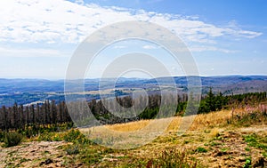 View of the surrounding landscape from the Wurmberg in the Harz