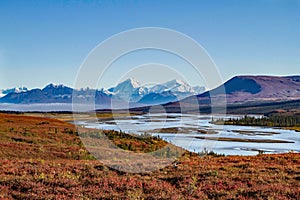 View of the Susitna River and Mountains along the Denali Highway, Alaska