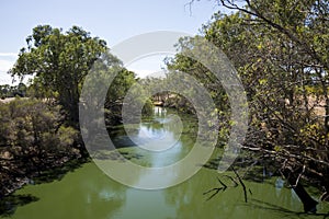 View of Swan River from Maali pedestrian and cyclists bridge in Swan Valley wine region