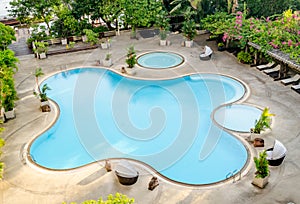 The view of swimming pool in hotel