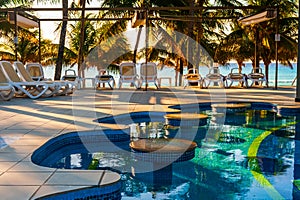 View of the swimming pool in the resort.