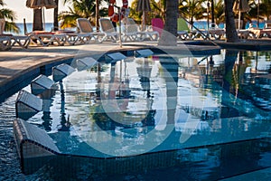 View of the swimming pool in the resort.