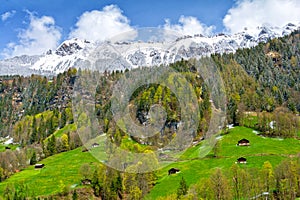 View on swiss alps in Lauterbrunnen village, Jungfrau region, Switzerland