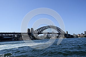 View of Sydney Harbour Bridge against blue sky