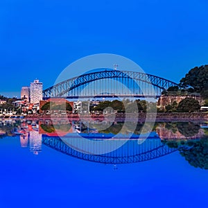 view of Sydney harbour bridge residential commercial apartments City CBD NSW Australia