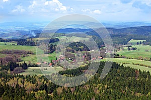 View from Szczeliniec Wielki in Gory Stolowe mountains, Poland