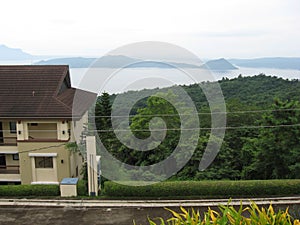 View of Taal volcano from the road between Tagaytay and Lake Taal, Philippines