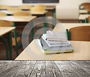 View from table in empty classroom