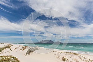 View of Table Mountain from Blouberg in Cape Town