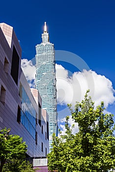 View of Taipei 101 skyscrapers in Taipei, Taiwan.