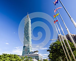 View of Taipei 101 skyscrapers in Taipei, Taiwan.