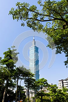 View of Taipei 101 skyscrapers in Taipei, Taiwan.