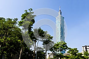 View of Taipei 101 skyscrapers in Taipei, Taiwan.