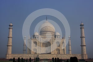 View of Taj Mahal in early morning fog, Agra, Uttar Pradesh, India