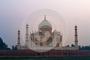 View of Taj Mahal from Mehtab Bagh at sunset