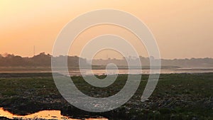 View of Taj Mahal and Yamuna River in the morning