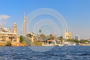 View of tall TV tower in Cairo, Egypt