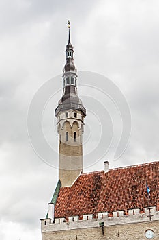 View of Tallinna Raekoda Tallinn Town Hall on Raekoja Plats Town Hall Square in Tallinn, the capital of Estonia