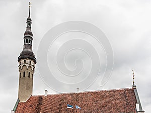 View of Tallinna Raekoda Tallinn Town Hall on Raekoja Plats Town Hall Square in Tallinn, the capital of Estonia