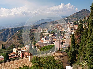 View of Taormina from the ancient Greek theater.