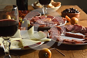 View tapas on a wooden table