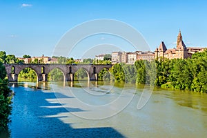 View at the Tarn river with bridge in Montauban, France photo