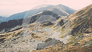 View of Tatra Mountains in Slovakia - vintage effect