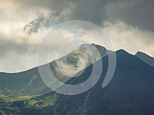 View on Tatras in Poland from route to Nosal peak.