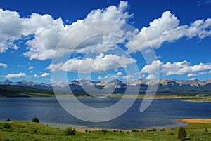 View of Taylor Park Reservoir with Rocky Mountains