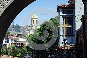 View of Tbilisi Cathedral through the arch. photo