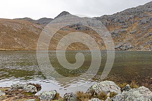 View of the Tecllo Lagoon in the morning, high in the mountains, located in Shupluy