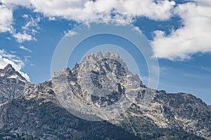 View of Teewinot Mountain in Grand Teton National Park