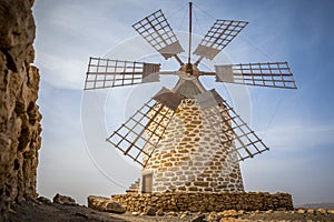 View on Tefia historical windmill on Fuerteventura, Canary Islands