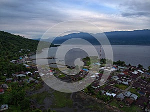 View of Tehoru, Maluku, Indonesia from a drone camera