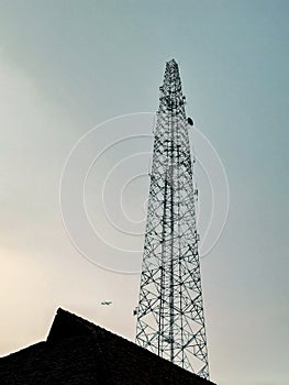 The view of the telecommunication tower in the evening...
