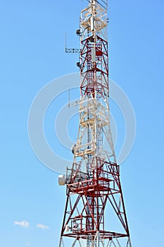 Telecommunications tower with multiple antennas photo