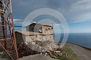 View of telephone and data telecommunication antennas installations