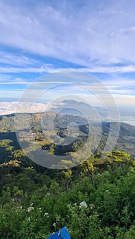View of Telomoyo Mountain in Magelang, Central Java