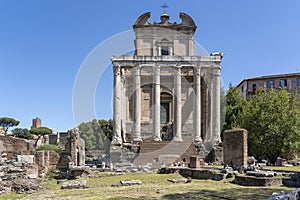 View of Tempio di Antonino e Faustina in Rome