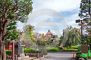 A view of the temple of Asakusa Schrein Senso-ji, Tokyo, Japan. Copy space for text.